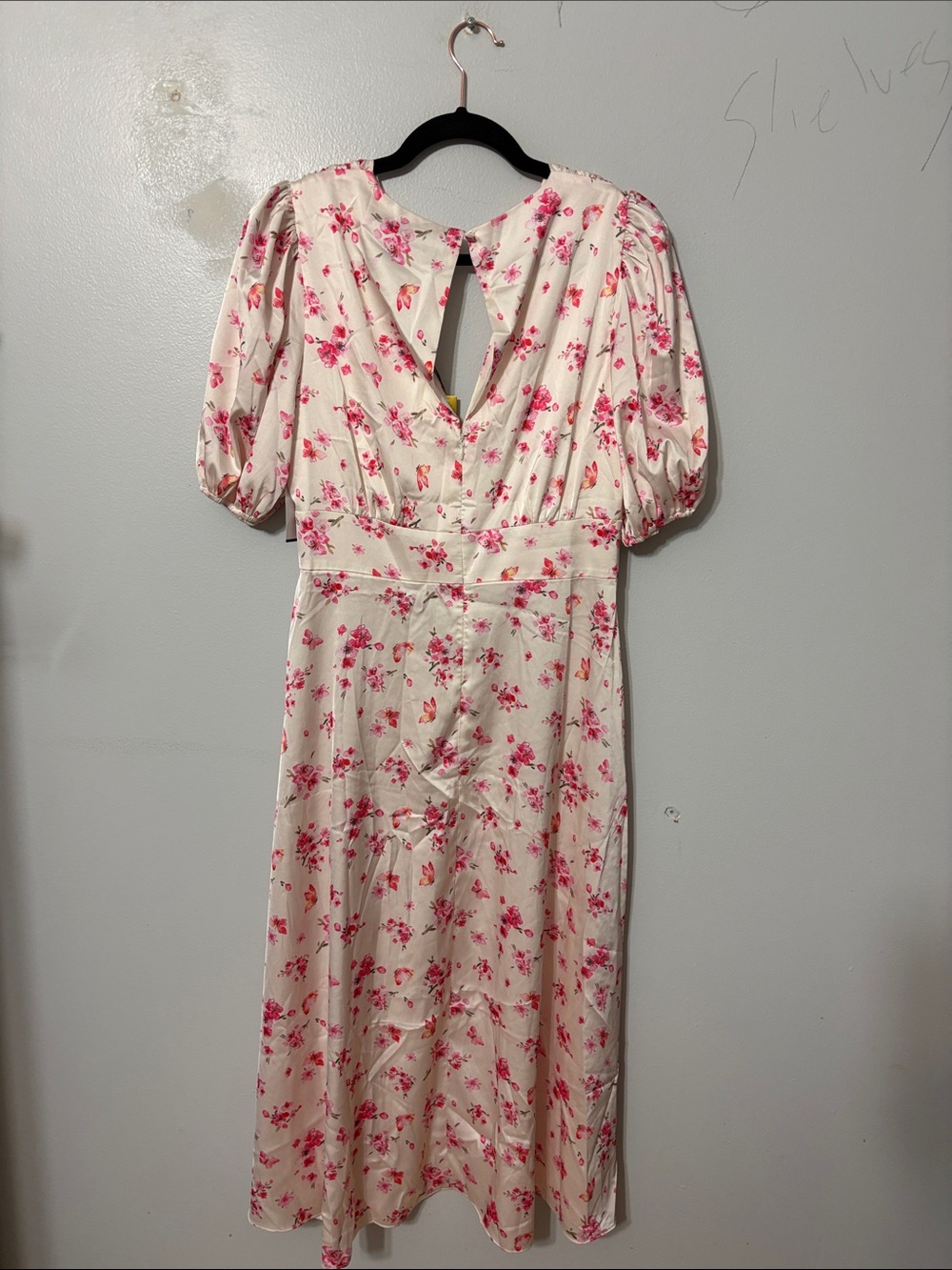 Alexia Admor Ditzy Ivory Floral Puff Sleeve Midi Dress NWT Size 6 - Picture 5 of 5